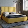 Кровать Perrino Альтаир (Triniti yellow, 140х190, ножки 5 см хром, решетка Стандарт, без ящика)